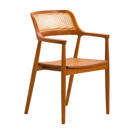 Solid Teak and Rattan Dining Chair