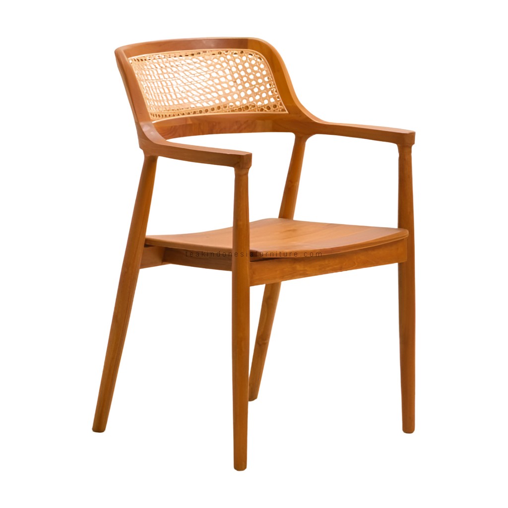 Solid Teak and Rattan Dining Chair TIF-DCI 03 (1) Solid Teak and Rattan Dining Chair