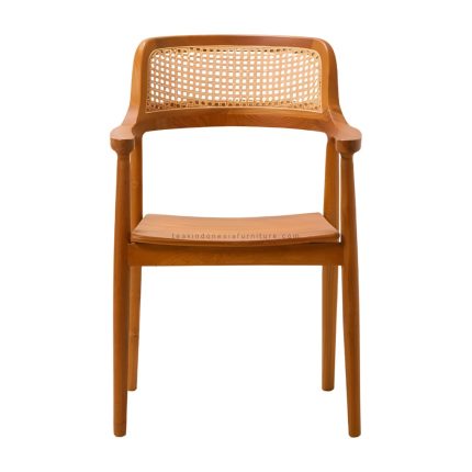 Solid Teak and Rattan Dining Chair