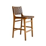 Teak Wood Bar Chair With Synthetic Leather