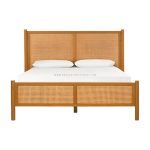 Teak Wood and Rattan Bed Frame