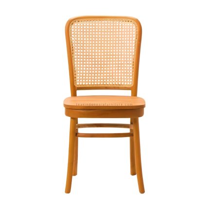 Teak Wood and Rattan Dining Chair