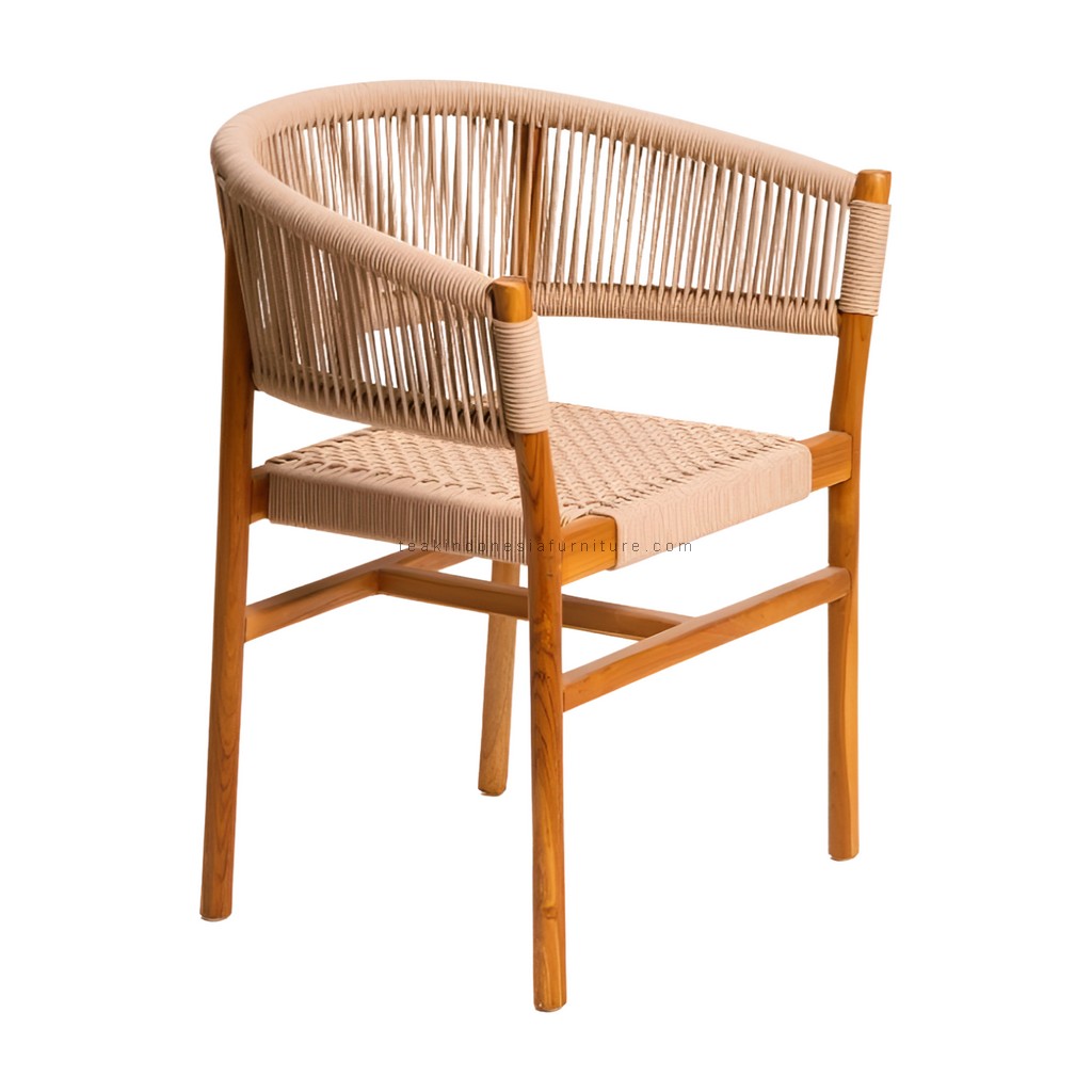 Teak Wood and Rope Dining Arm Chair TIF-DCI 01 (1) Teak Wood and Rope Dining Arm Chair