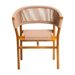 Teak Wood and Rope Dining Arm Chair