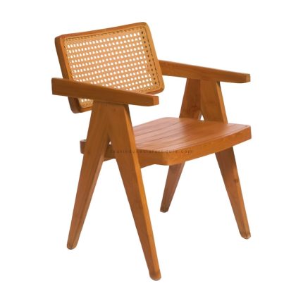 Teak and Rattan Dining Chair