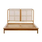 Teak Wood and Rattan Bed Frame