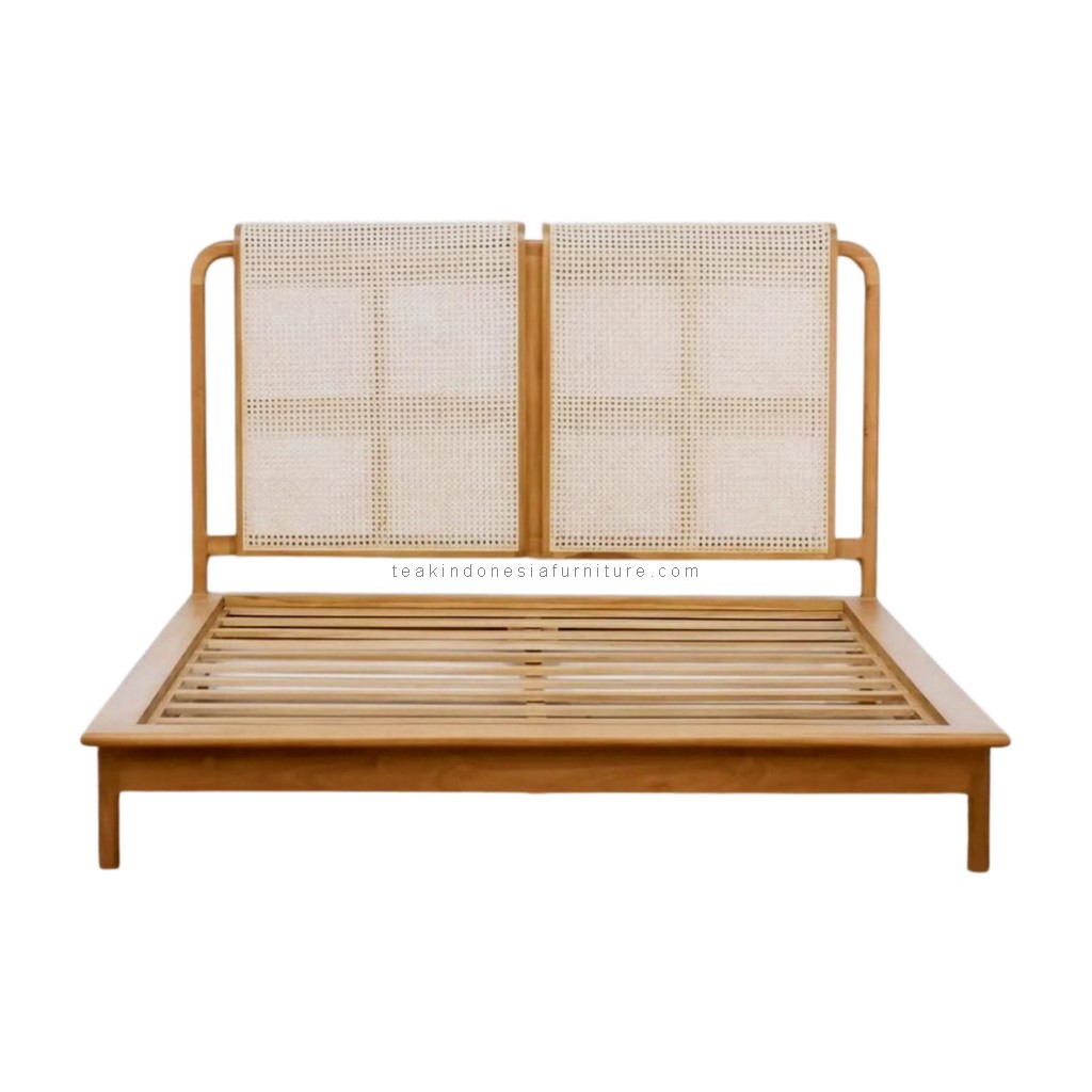 Teak Wood and Rattan Bed Frame TIF-BFR 02 (1) Teak Wood and Rattan Bed Frame