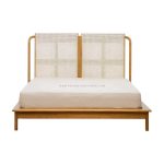 Teak Wood and Rattan Bed Frame