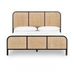 Wooden Teak and Rattan Bed Frame