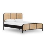 Wooden Teak and Rattan Bed Frame